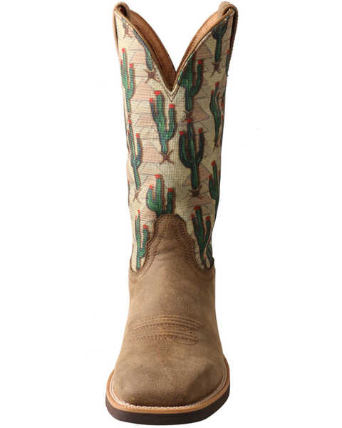 Twisted X Women's Cactus Print Top Hand Western Boots - Square Toe, Brown, hi-res