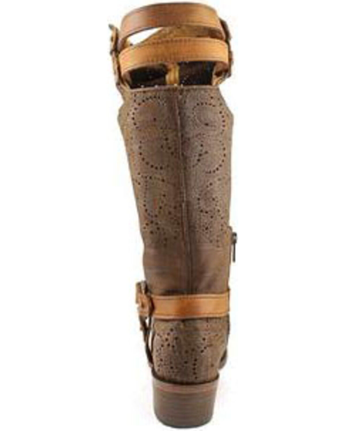 Thenxin Womens Slouch Short Boots PU Leather Buckle Western Cowboy Boots with Side Zipper