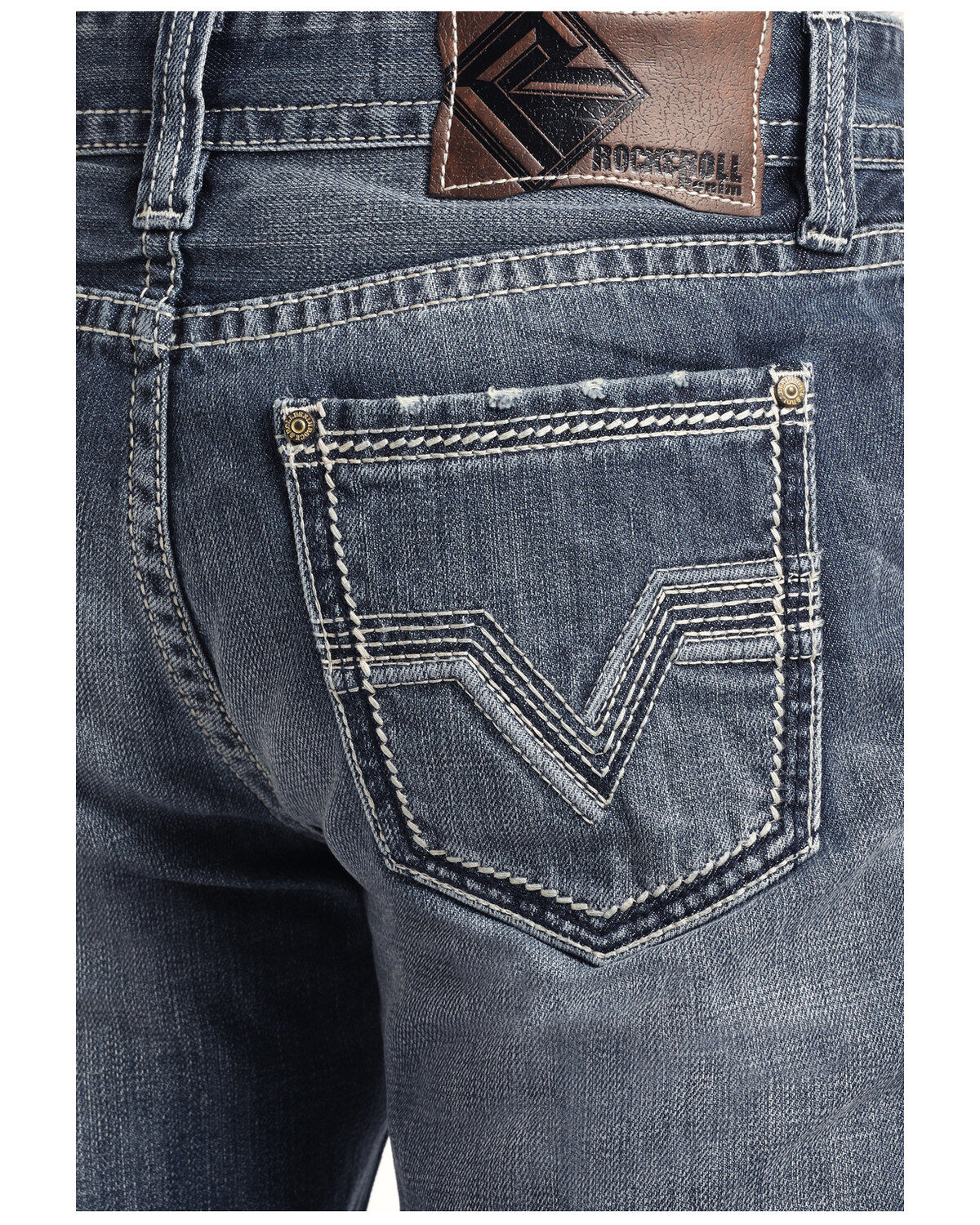 Image #3 - Rock & Roll Denim Men's Heavy V Stitch Double Barrel Vintage Relaxed Straight Jeans, , hi-res