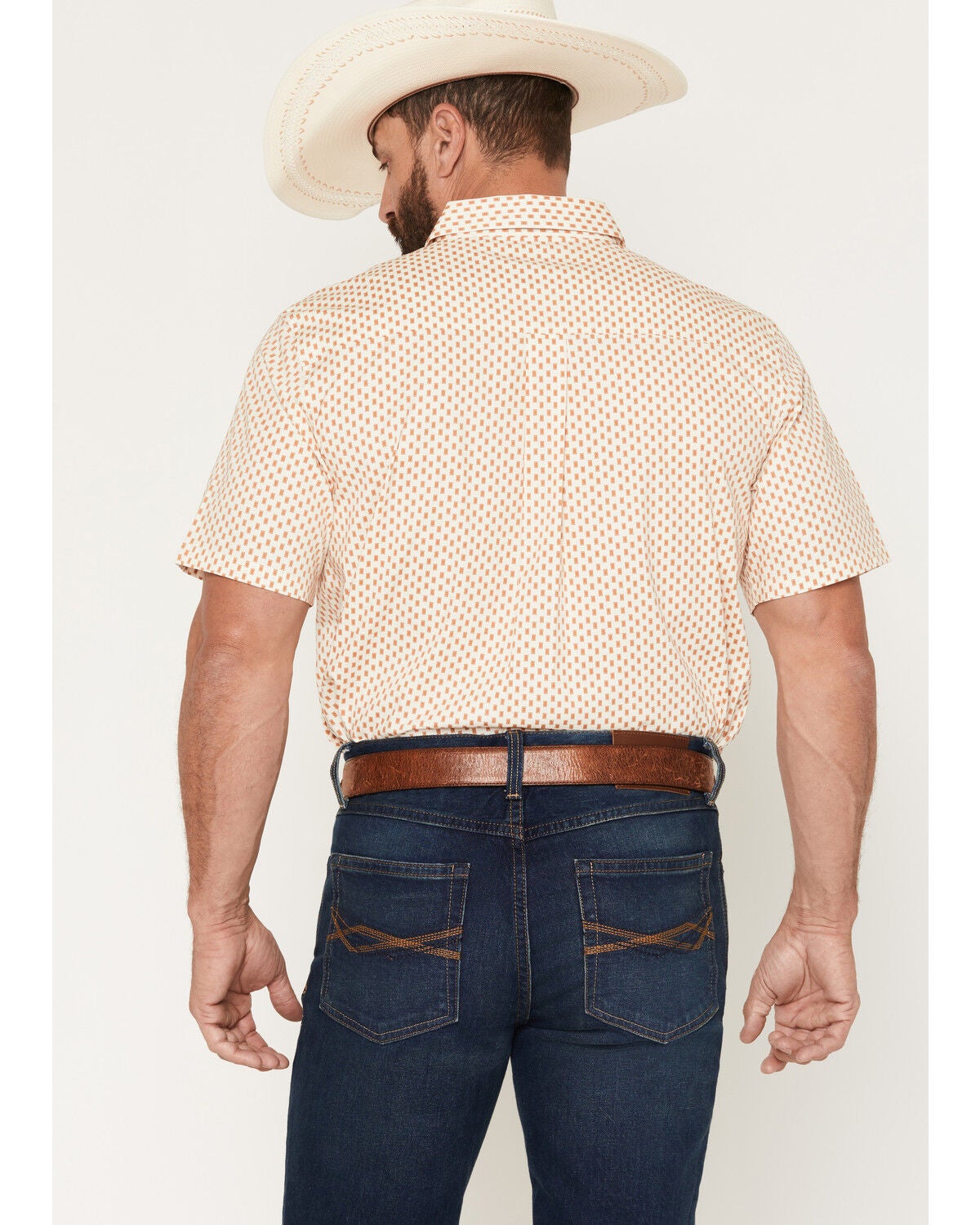 Image #4 - RANK 45&reg; Men's Square Up Geo Print Short Sleeve Button-Down Stretch Western Shirt, Ivory, hi-res