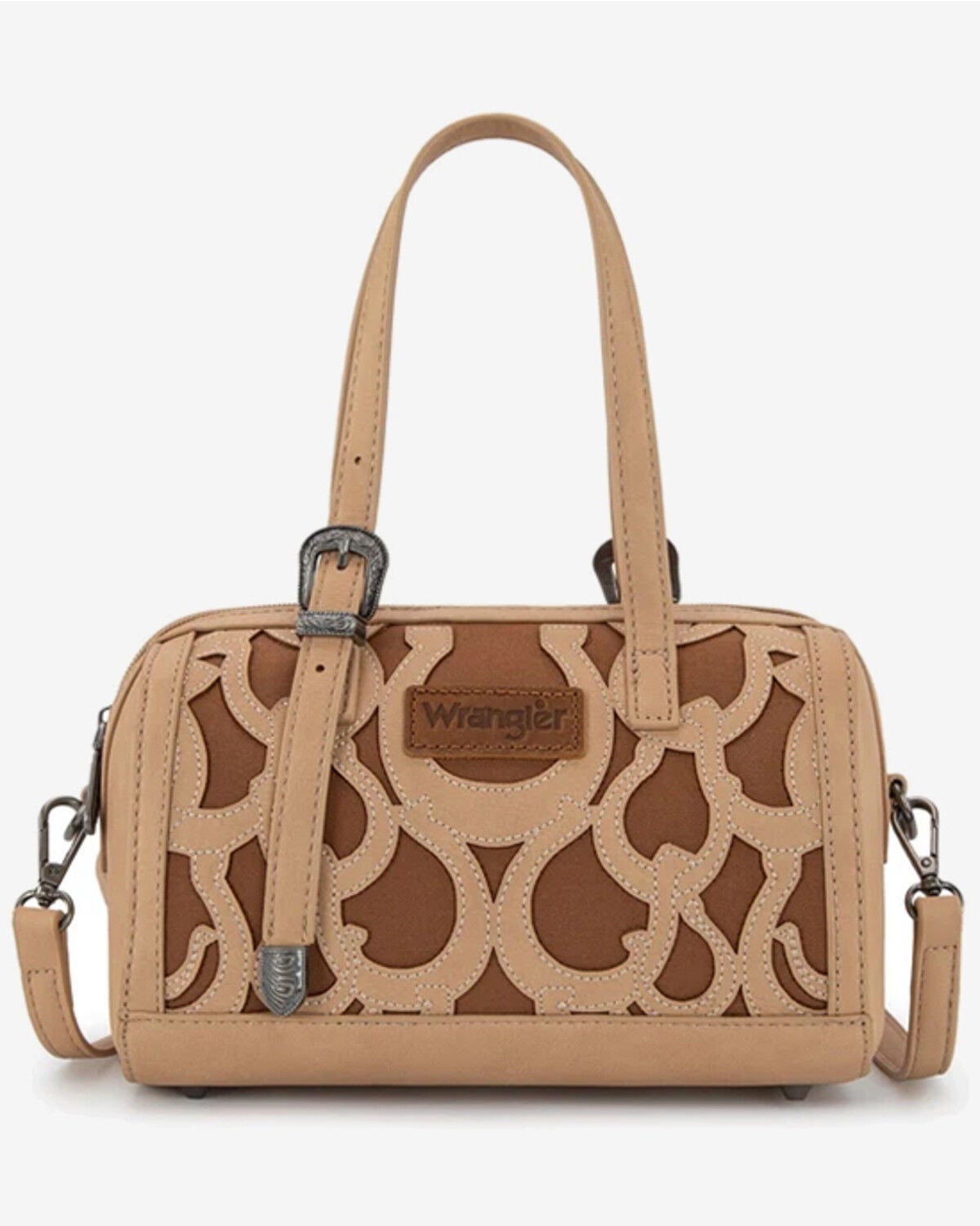 Wrangler Women's Horseshoe Cutout Mini Boston Crossbody Bag, Khaki, hi-res