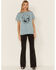 Youth in Revolt Women's Teal Mineral Wash Moon Phase Outdoor Graphic Tee, Teal, hi-res