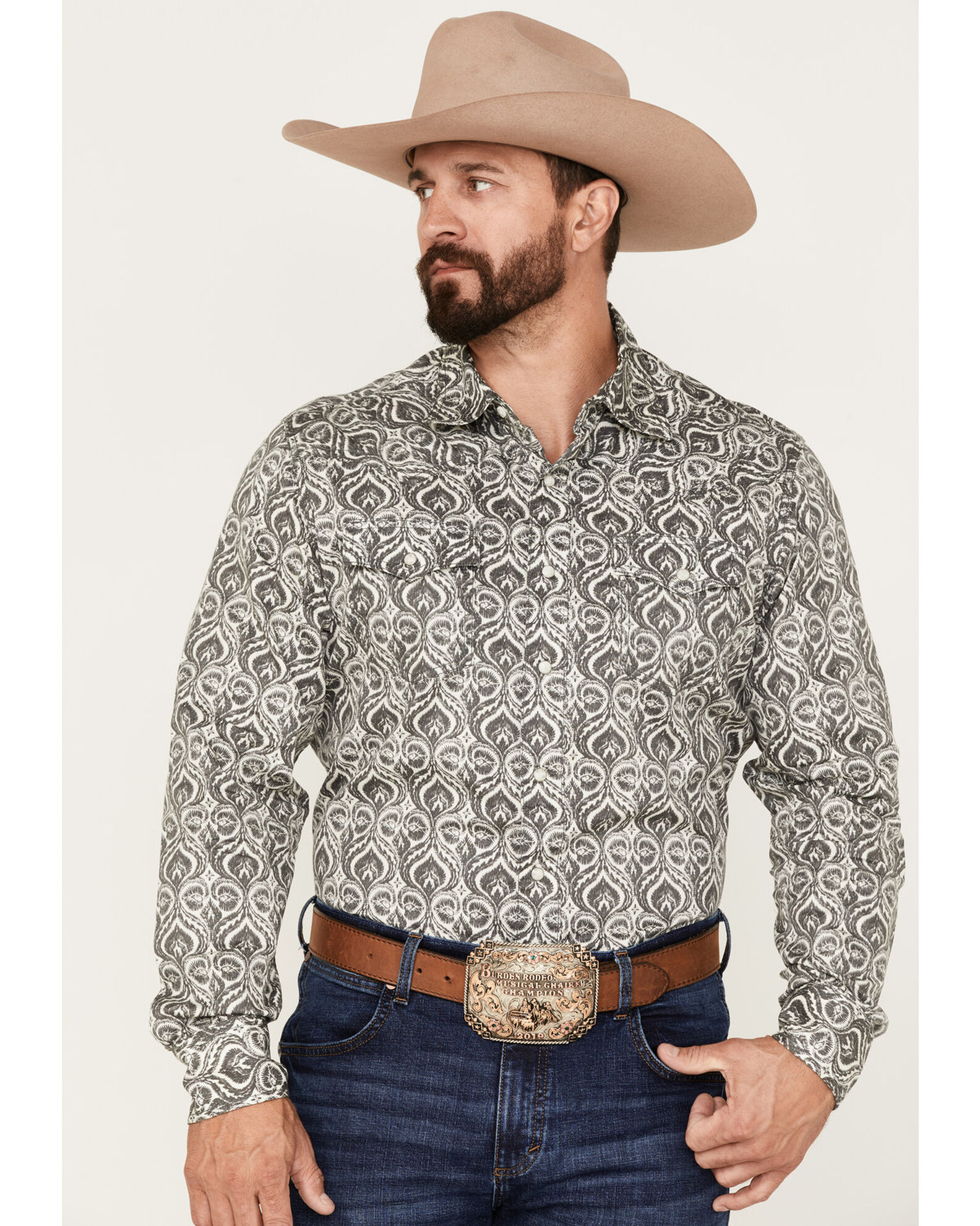 Wrangler Men's Retro Premium Western Snap Print Shirt