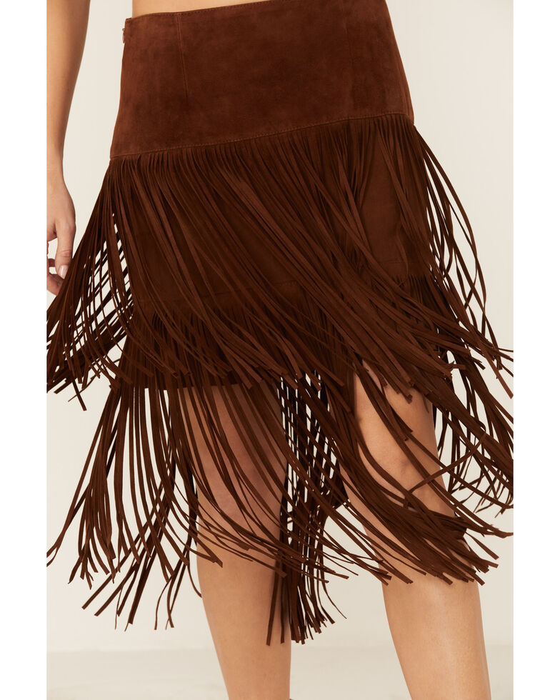 Stetson Women's Brown Fringe Suede Skirt Boot Barn