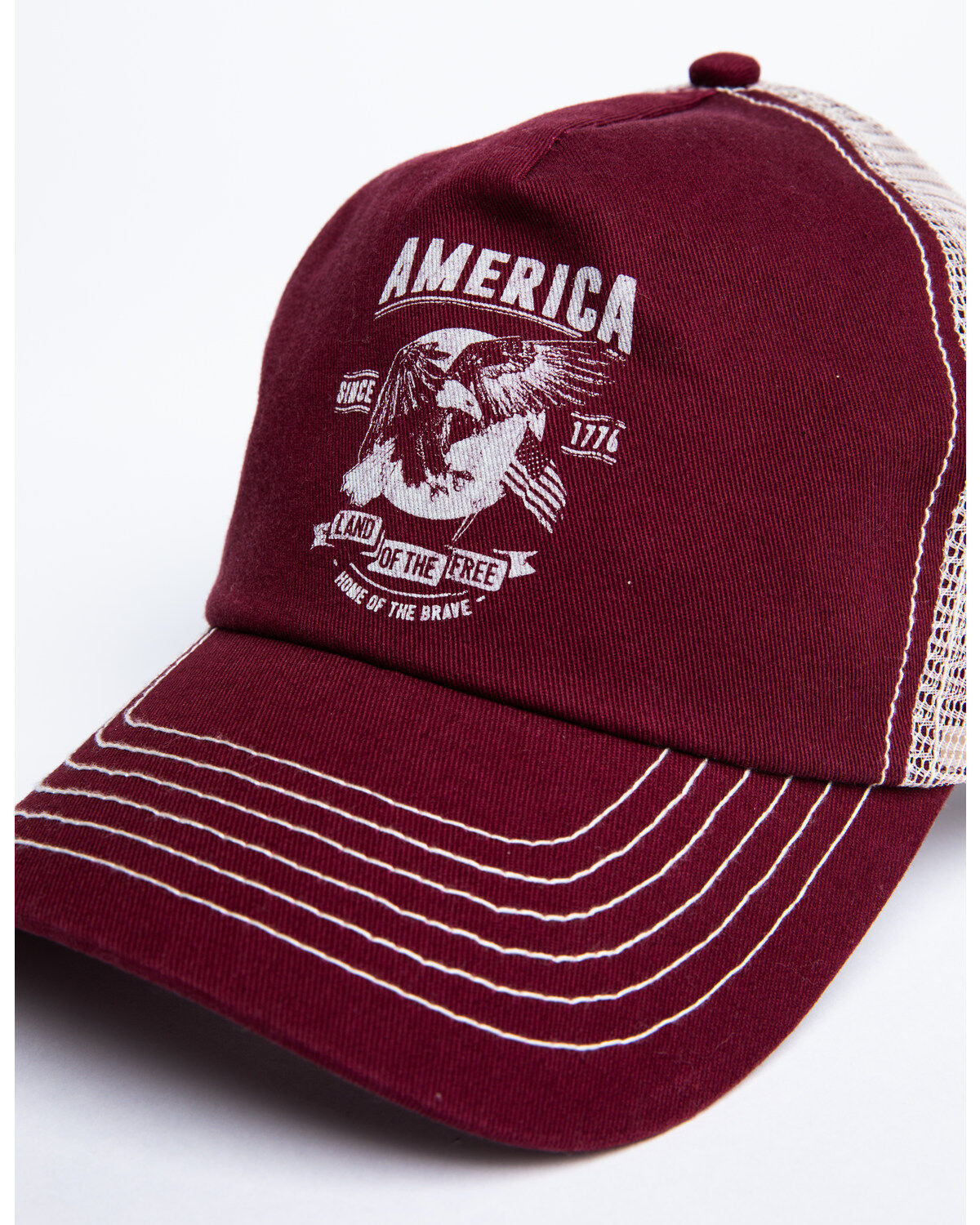 Image #6 - Cody James Men's Burgundy America Free Patch Mesh Ball Cap , Burgundy, hi-res