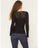 Image #4 - Idyllwind Women's Sugarhill Lace Long Sleeve Ribbed Shirt, Black, hi-res