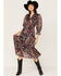 Revel Women's Floral & Paisley Print Puff Sleeve Midi Dress, Fuscia, hi-res