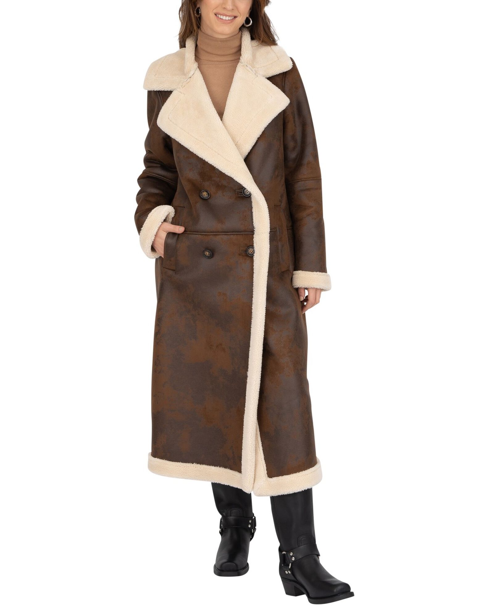 Ladies faux shearling jackets on sale