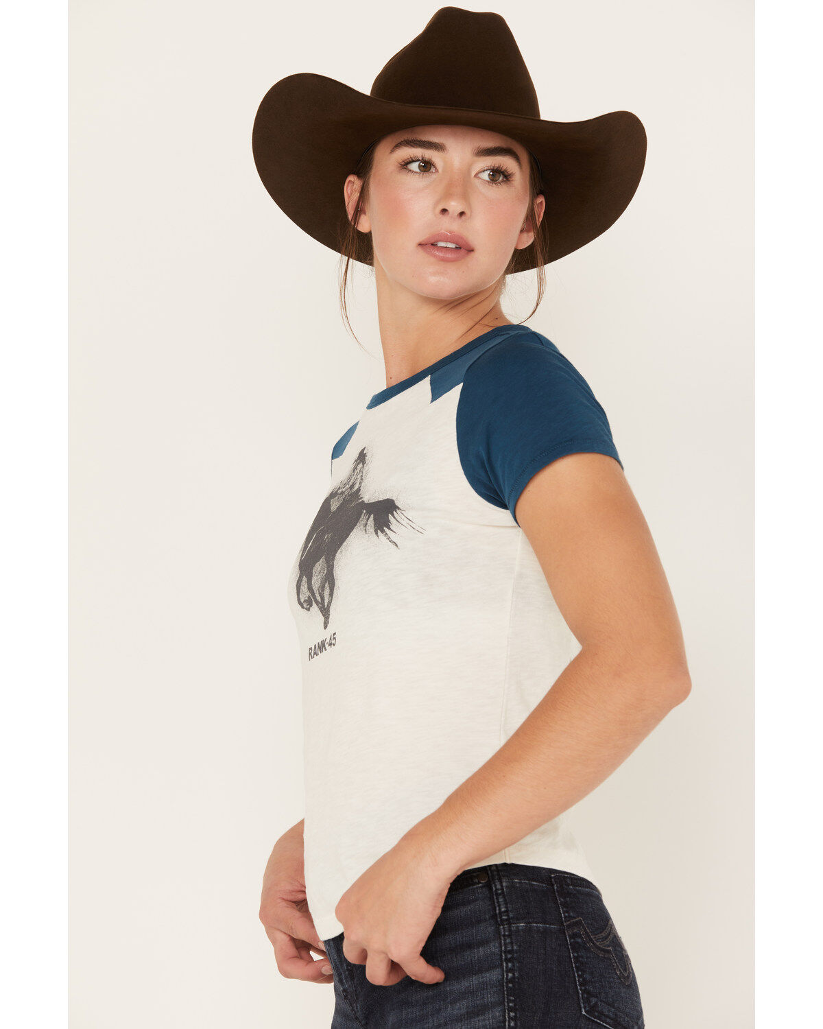 Image #2 - RANK 45® Women's Horse Rider Graphic Raglan Tee, Navy, hi-res