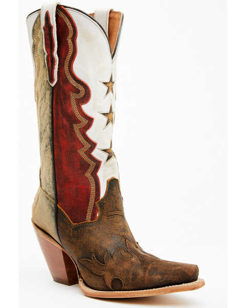 Dan Post Women's Senorita 13" Star Overlay Western Boots - Snip Toe, Multi, hi-res
