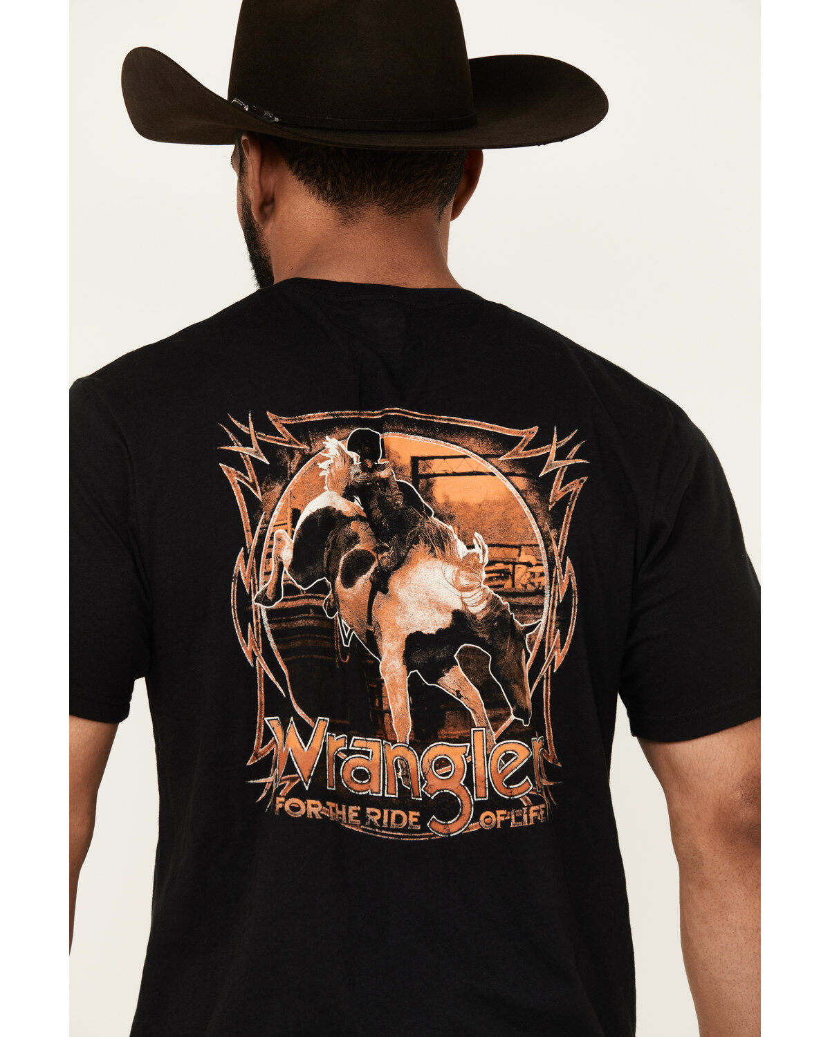 Image #4 - Wrangler Men's Boot Barn Exclusive Bucking Cowboy Short Sleeve Graphic T-Shirt, Black, hi-res