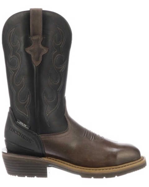 Image #2 - Lucchese Men's Welted Waterproof Western Work Boots - Steel Toe, Black/brown, hi-res