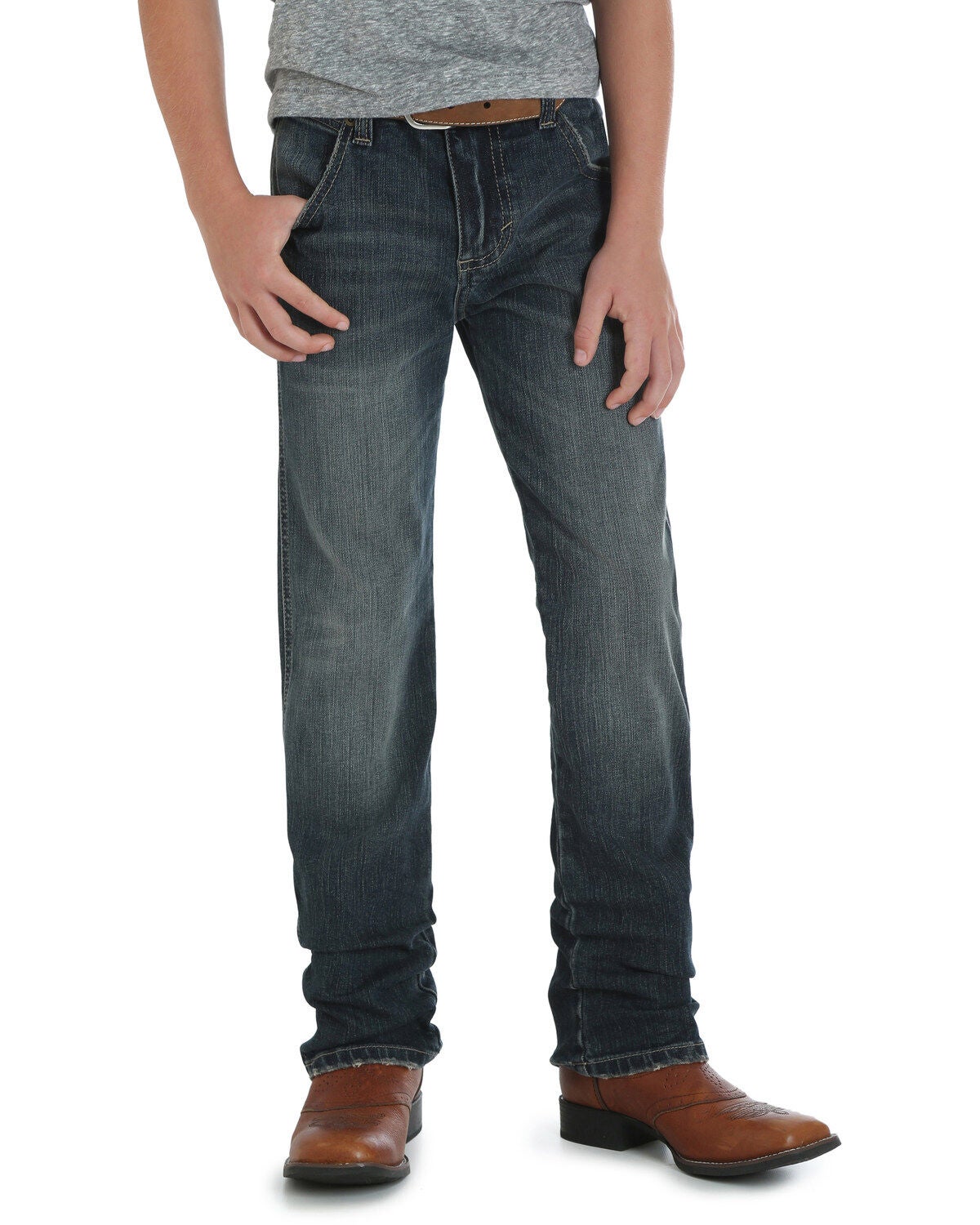 Wrangler Retro Boys' Jerome Slim Straight Jeans, Blue, hi-res