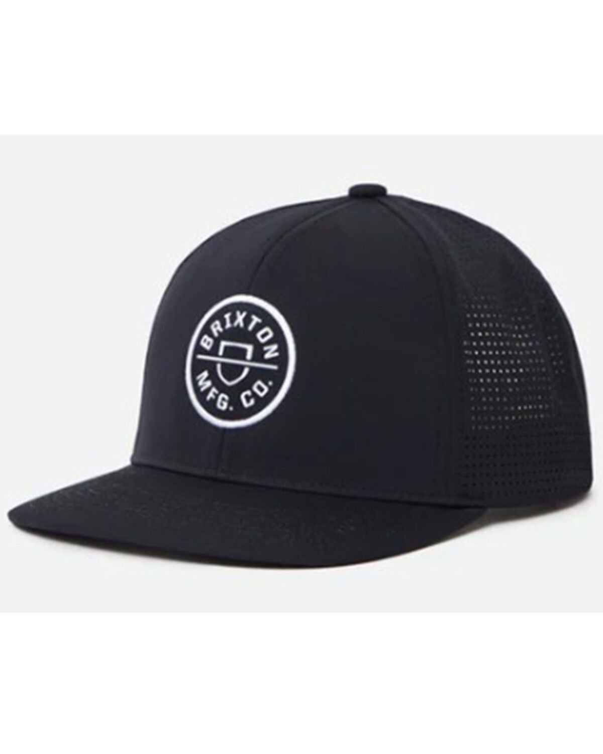Brixton Men's Crest Circle Logo Patch Crossover MP Ball Cap, Black, hi-res
