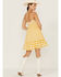 Image #3 - Mittoshop Women's Gingham Smocked Front Dress, Mustard, hi-res