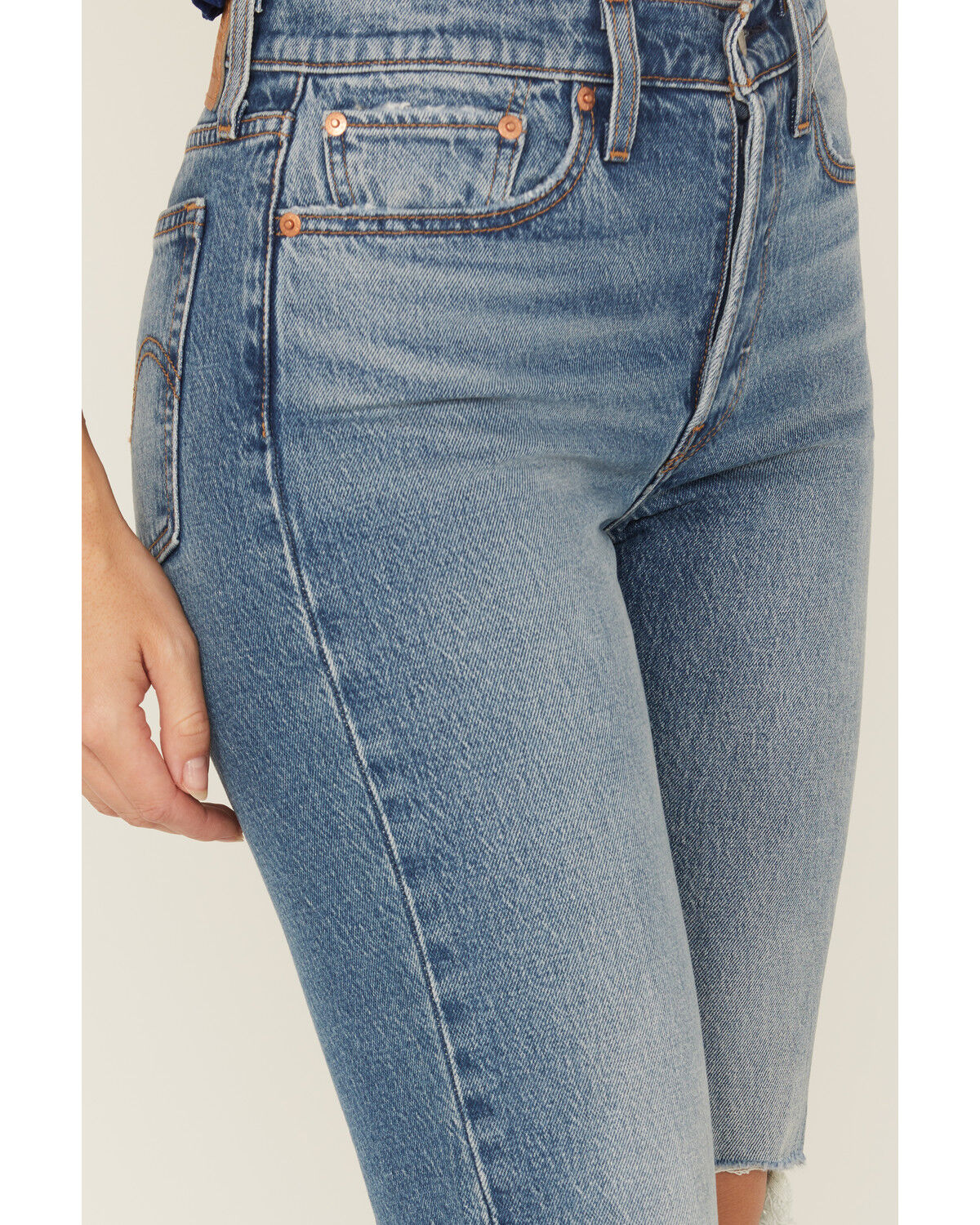 Image #2 - Levi's Women's Dark Wash Wedgie Bootcut Paint Destructed Stretch Denim Jeans, Dark Wash, hi-res
