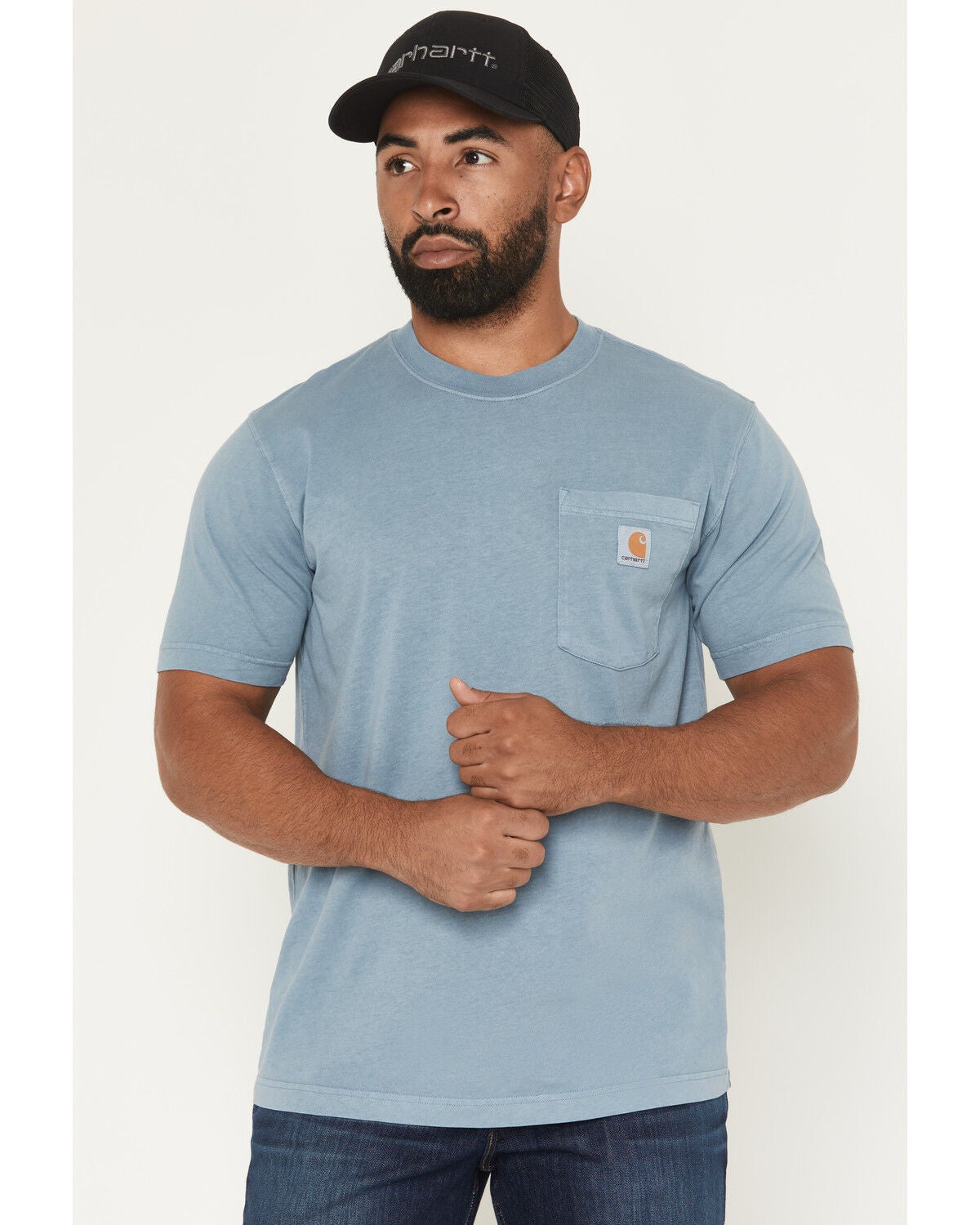 Carhartt Men's Relaxed Fit Lightweight Short Sleeve Pocket Work T-Shirt, Steel Blue, hi-res