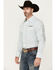 Image #1 - Wrangler Men's Geo Print Logo Long Sleeve Snap Western Shirt, Grey, hi-res
