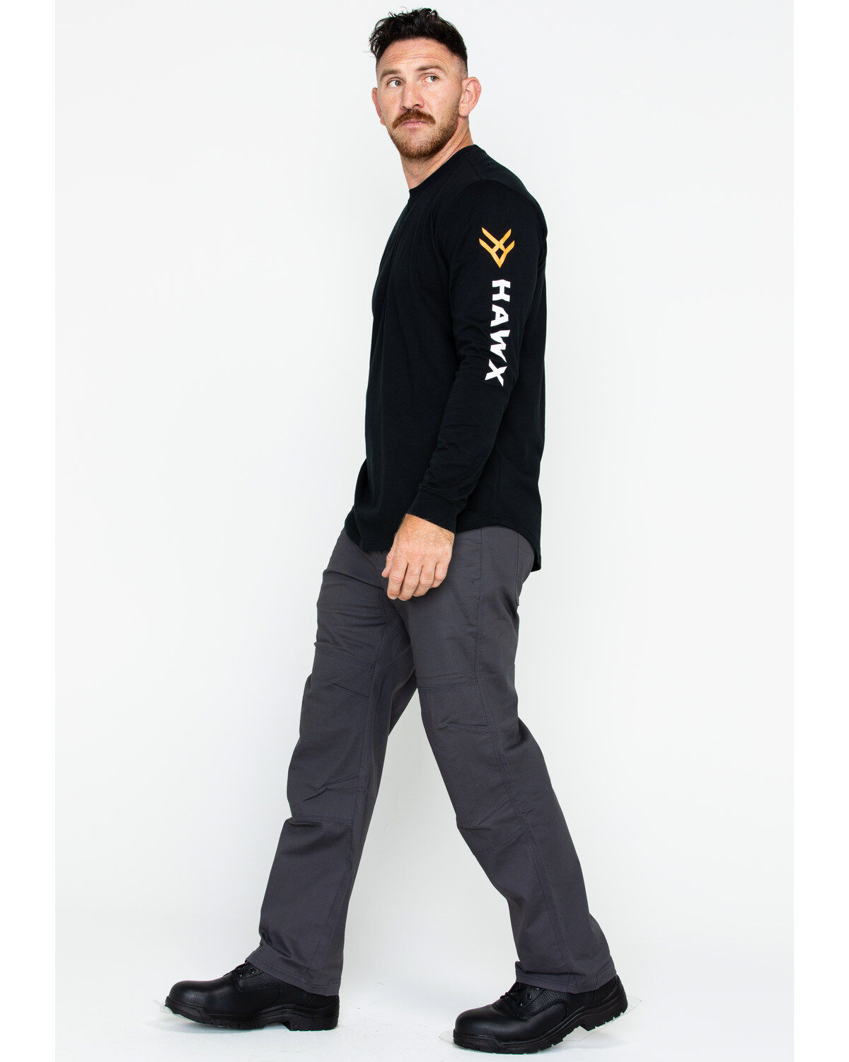 Image #6 - Hawx Men's Logo Crew Long Sleeve Work T-Shirt, Black, hi-res