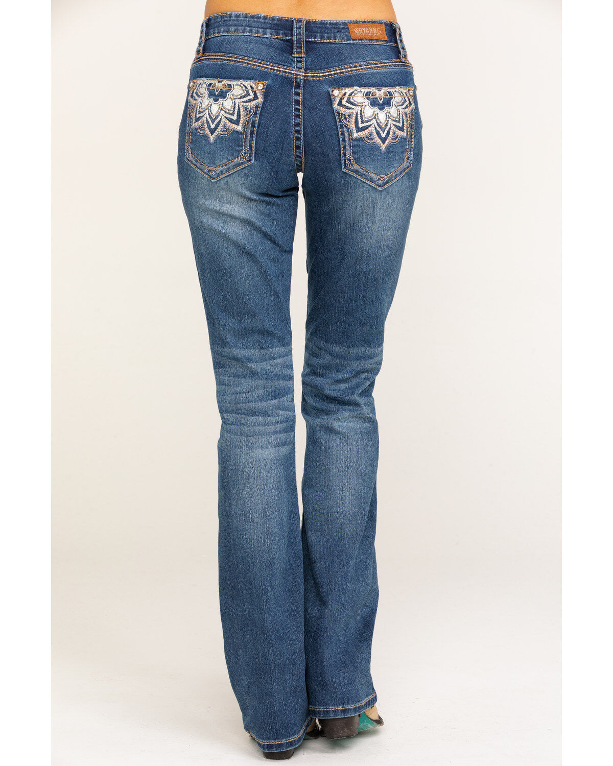 Image #1 - Shyanne Women's Medium Wash Medallion Bling Bootcut Jeans, , hi-res