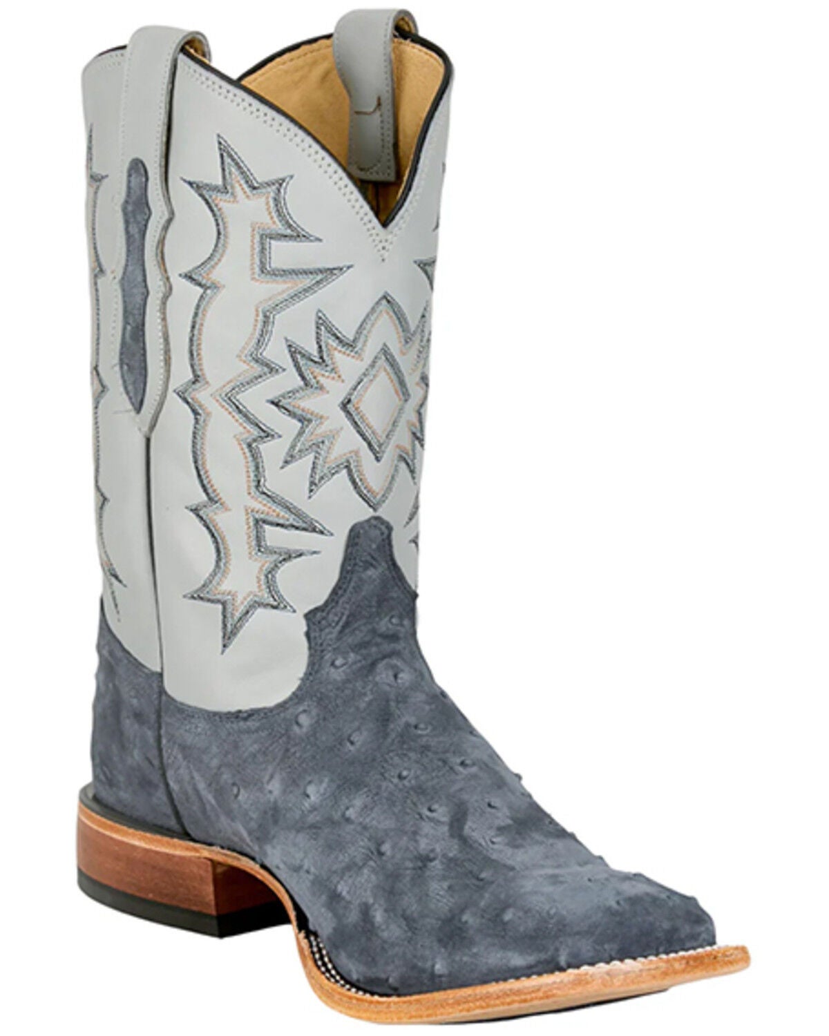 Tony Lama Men's Carlos Exotic Ostrich Western Boots - Broad Square Toe, Navy, hi-res