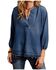 Stetson Women's Denim Tencel 3/4 Sleeve Pesasant Top , Blue, hi-res