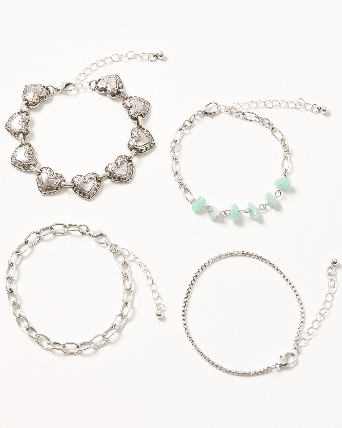 Image #1 - Shyanne Women's Heart Station Bracelet Set - 4 Piece, Silver, hi-res