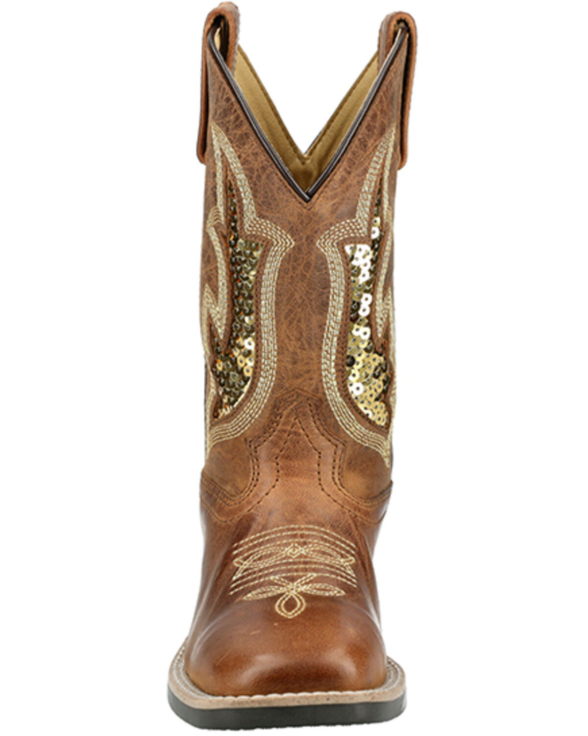Image #4 - Smoky Mountain Little Girls' Nevada Western Boots - Broad Square Toe, Brown, hi-res