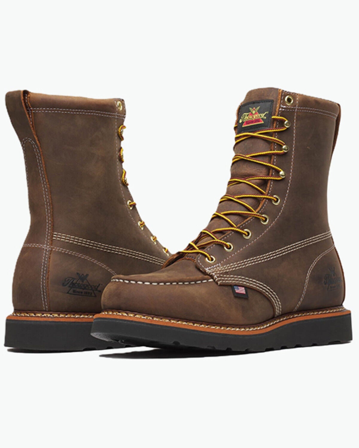 Image #3 - Thorogood Men's 8" American Heritage MAXWear Wedge&trade; Moc Work Boots - Soft Toe, Dark Brown, hi-res
