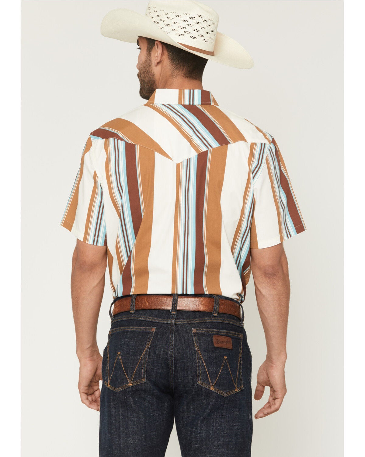 Image #4 - Gibson Trading Co Men's Retro Stripes Short Sleeve Snap Western Shirt -Tall, Rust Copper, hi-res