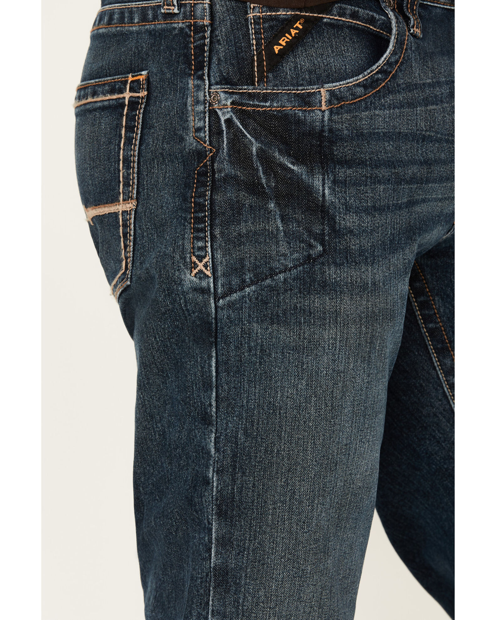 Image #4 - Ariat Men's Rebar M5 Slim Straight Leg Jeans, Denim, hi-res