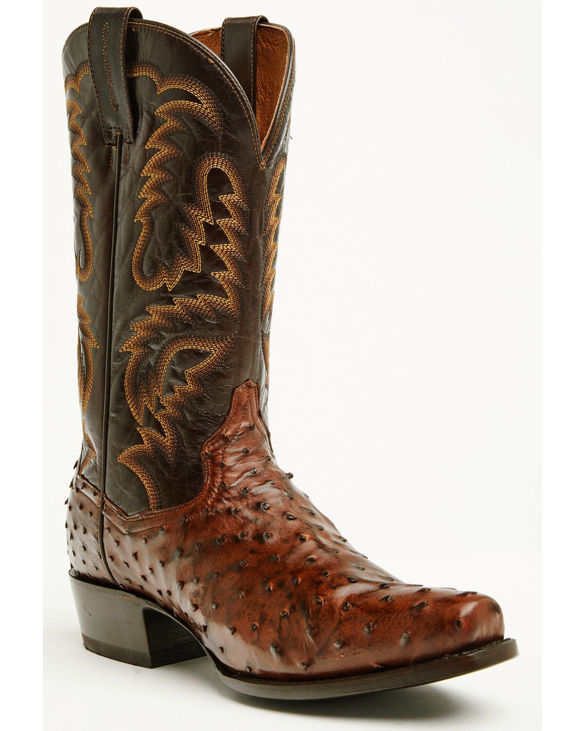 Dan Post Men's Marco Exotic Full Quill Ostrich Tall Western Boots - Square Toe, Brass, hi-res