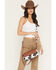 Image #1 - Wrangler Women's Boot Barn Exclusive Daisy Cow Print Flap Shoulder Bag, Brown, hi-res