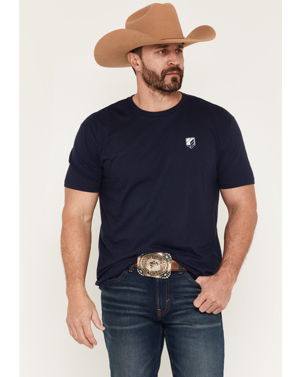 RANK 45&reg; Men's Belt Buckle Short Sleeve Graphic T-Shirt, Navy, hi-res