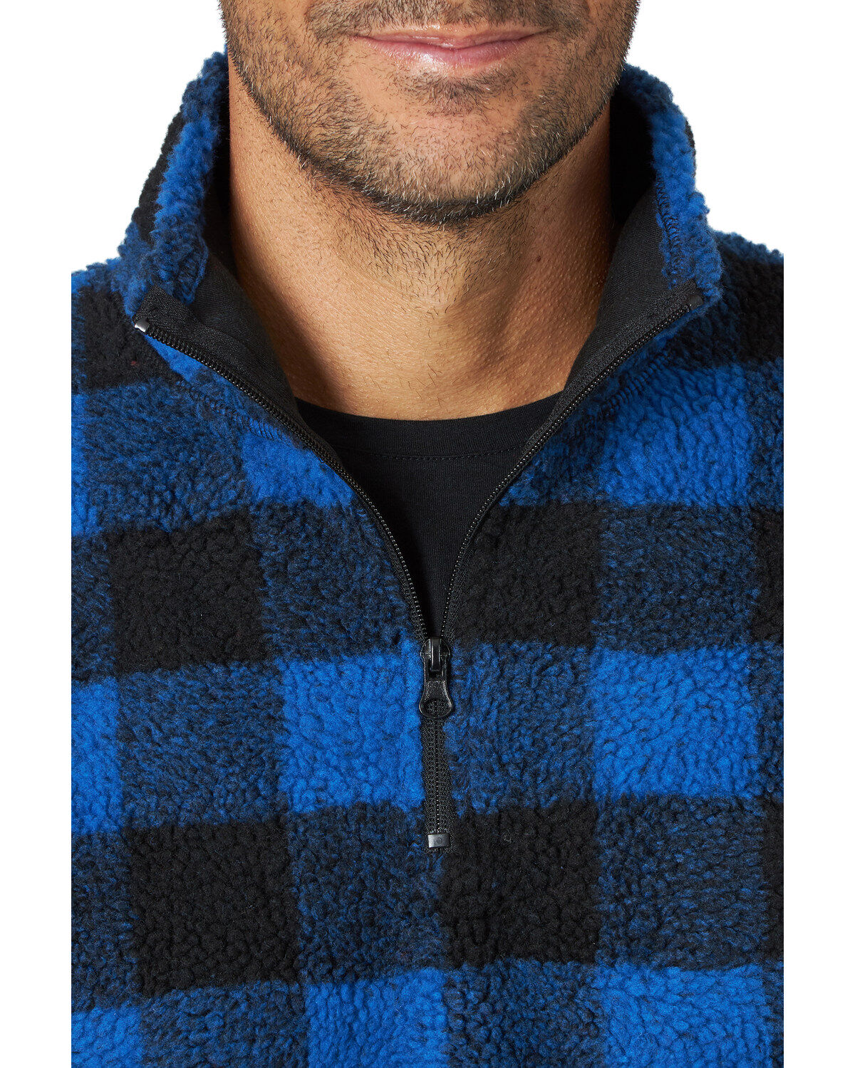 Image #3 - Wrangler Men's Plaid Sherpa 1/4 Zip Pullover, , hi-res