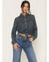 Image #1 - Wrangler X Lainey Wilson Women's Dark Wash Long Sleeve Snap Tie Front Western Shirt, Dark Wash, hi-res