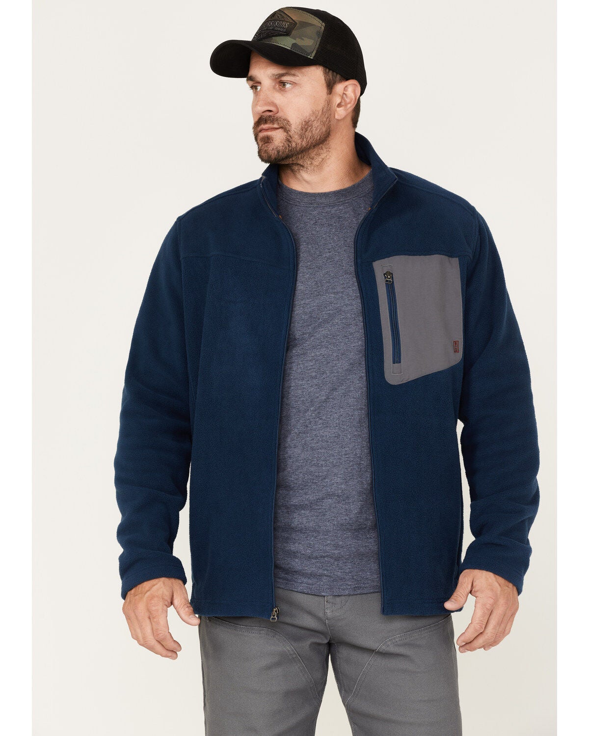 Brothers and Sons Men's Polar Fleece Zip Jacket, Blue, hi-res