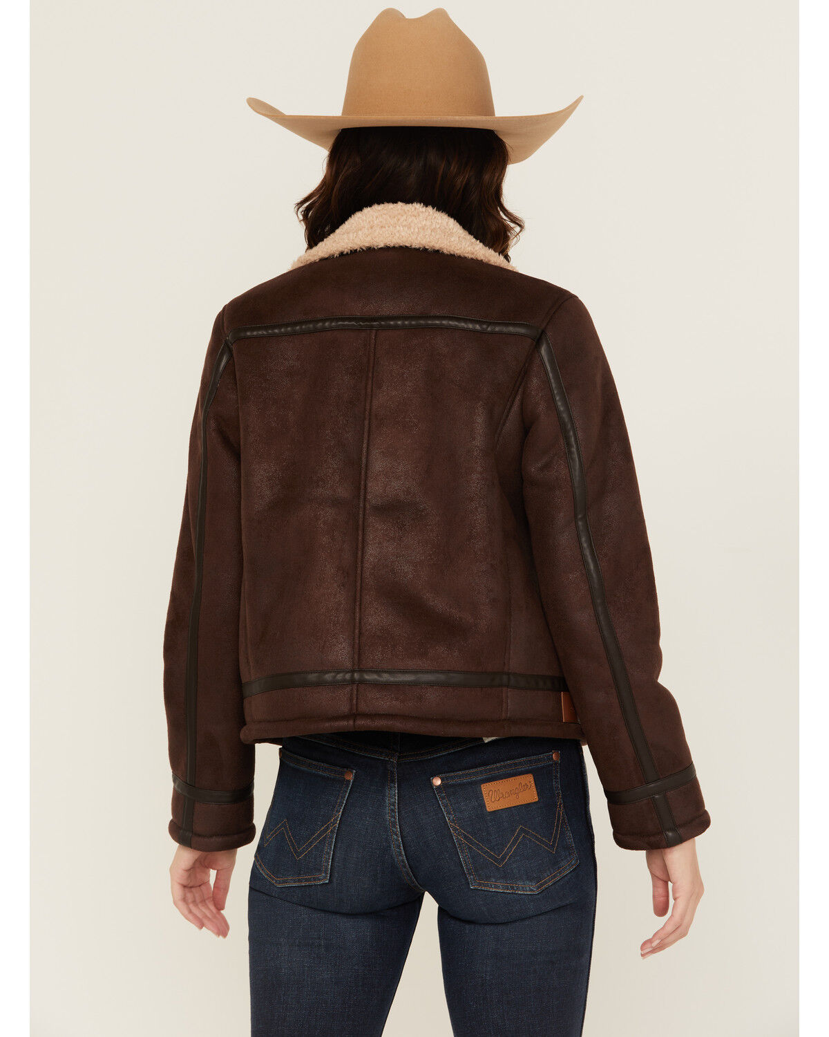 Image #4 - Shyanne Women's Shearling Lined Faux Suede Jacket, Dark Brown, hi-res