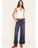 Image #1 - Rodeo Quincy X Boot Barn Women's Vintage Rose Dark Wash High Rise Wide Leg Stretch Denim Jeans, Dark Wash, hi-res