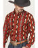 Image #2 - Wrangler Men's Checotah Southwestern Striped Print Long Sleeve Snap Western Shirt, Red, hi-res