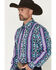 Image #2 - Wrangler Men's Checotah Southwestern Print Long Sleeve Snap Western Shirt, Purple, hi-res