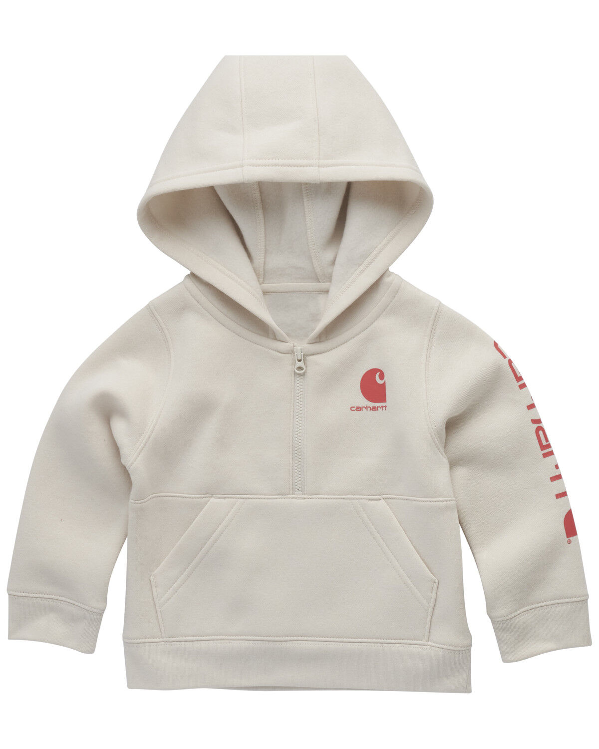 Image #1 - Carhartt Toddler Girls' Long Sleeve Half-Zip Hooded Pullover, Off White, hi-res