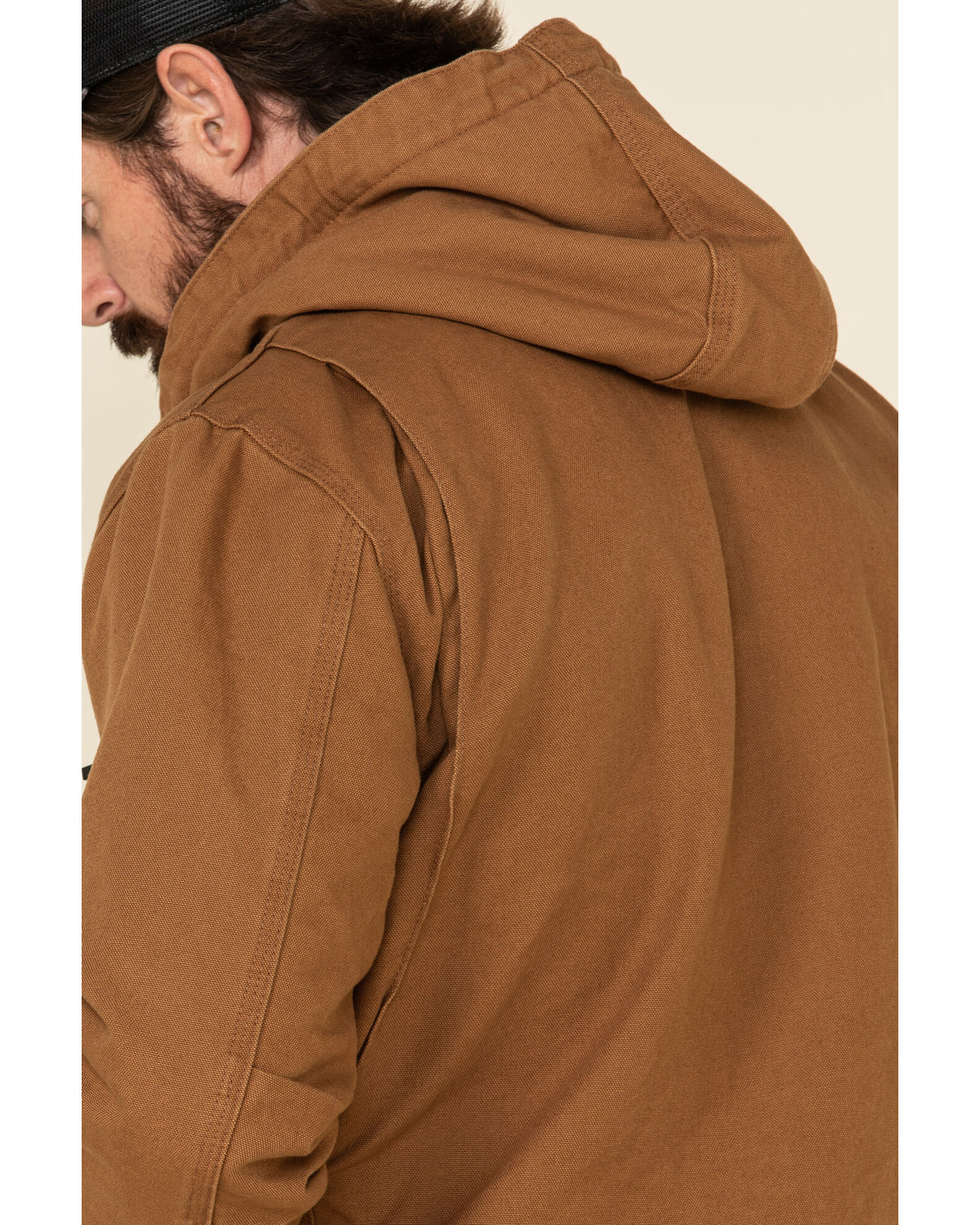 Image #5 - Carhartt Men's Washed Duck Sherpa Lined Hooded Work Jacket, Brown, hi-res