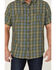 Brothers & Sons Men's Plaid Casual Woven Short Sleeve Button-Down Western Shirt , Olive, hi-res