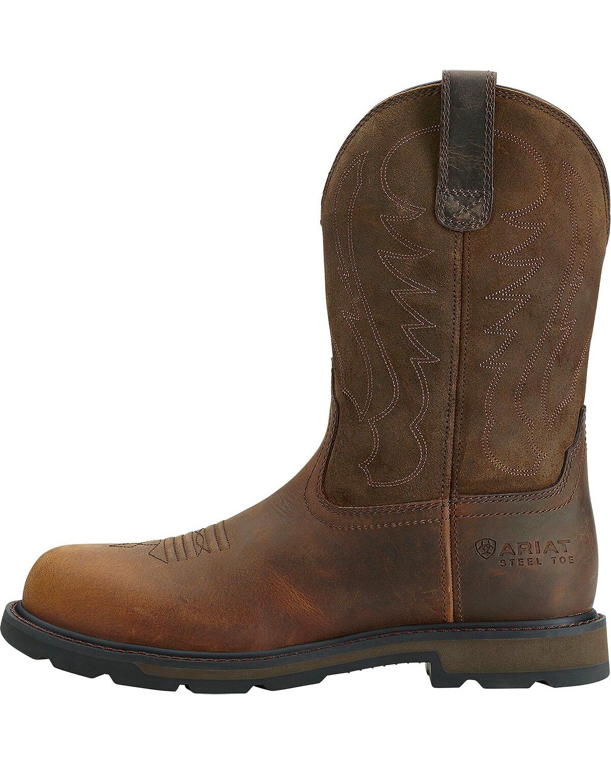 ariat steel toe pull on work boots