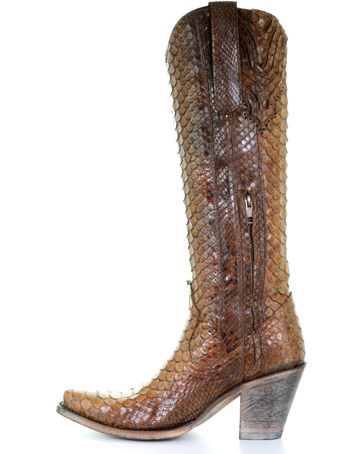 Image #4 - Corral Women's Tan Tall Full Python Zipper Western Boots - Snip Toe, , hi-res