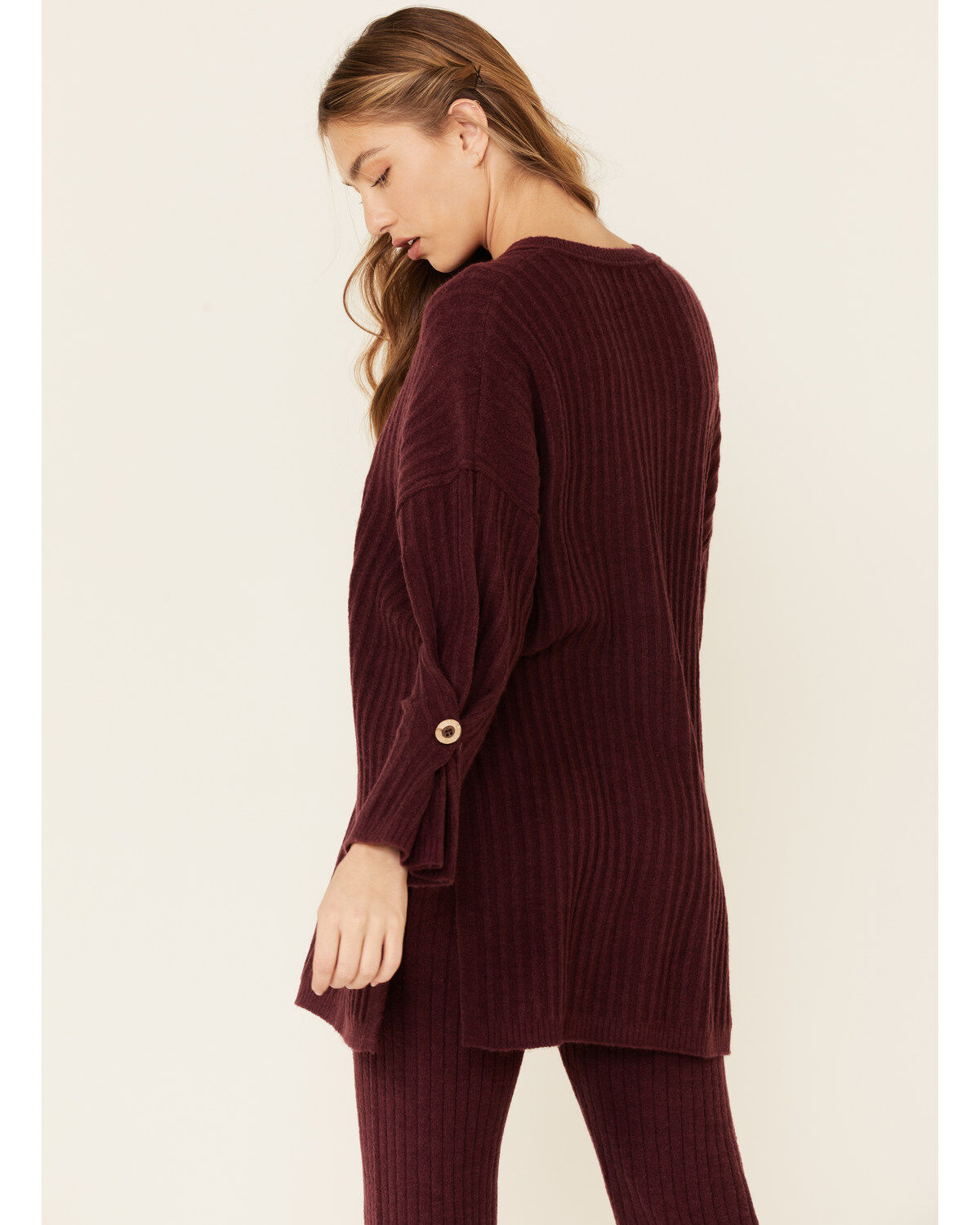 Image #3 - Free People Women's Around The Clock Jogger Sweatpants, Wine, hi-res
