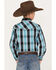 Cowboy Hardware Boys' Plaid Print Long Sleeve Snap Western Shirt, Blue, hi-res