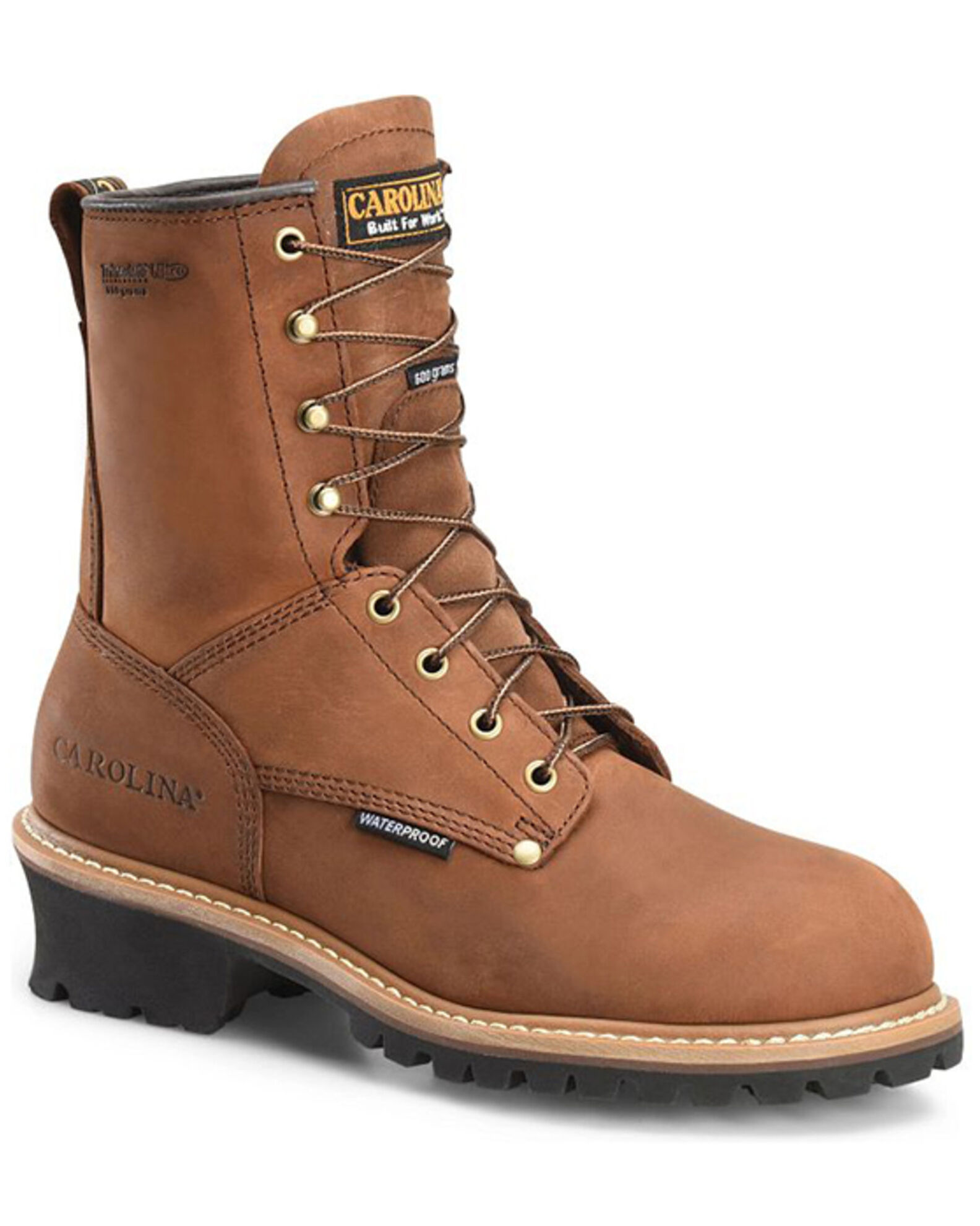 Image #1 - Carolina Men's Waterproof Insulated Logger Boots - Round Toe, Brown, hi-res