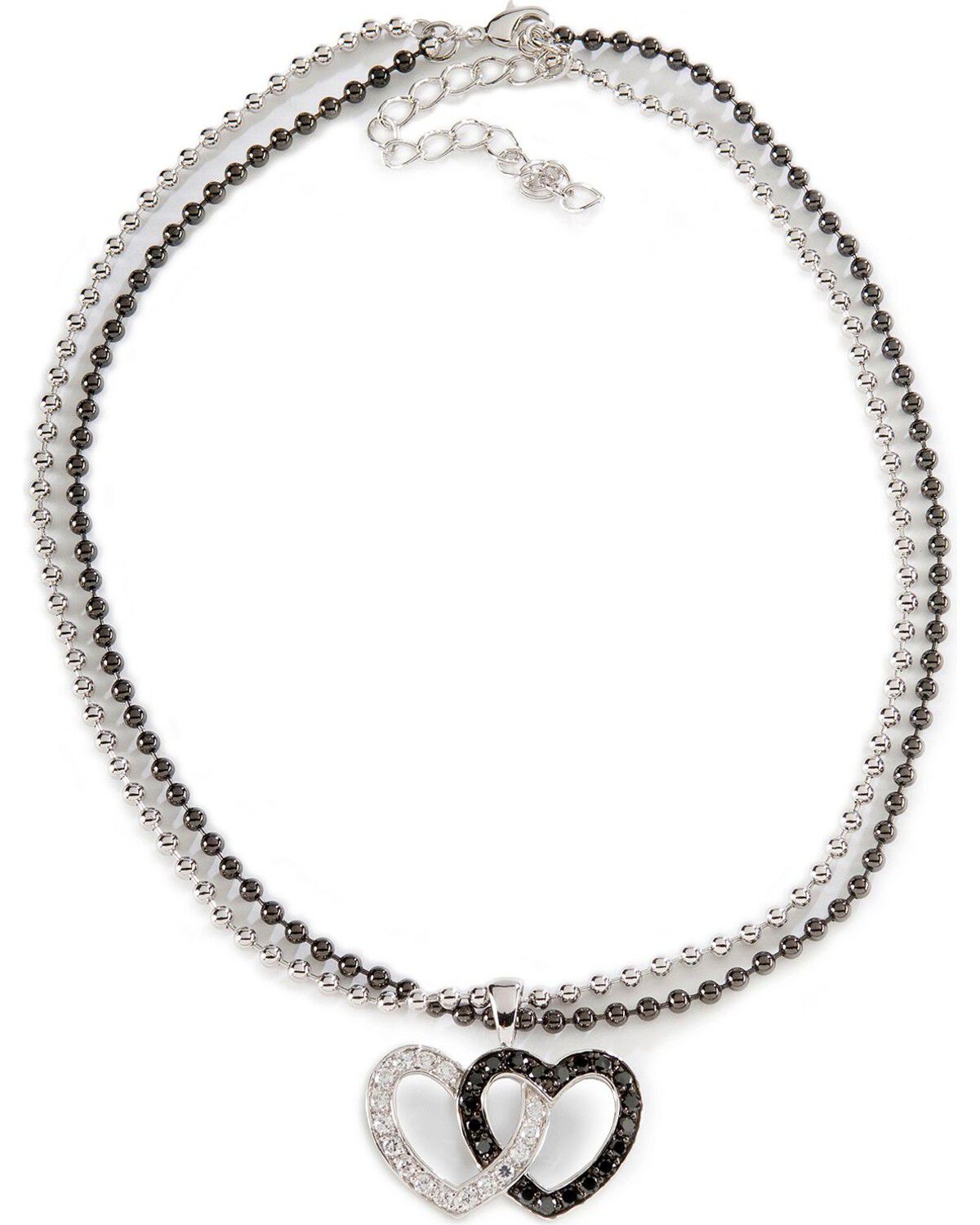 Image #1 - Montana Silversmiths Women's Double Heart Necklace, Silver, hi-res